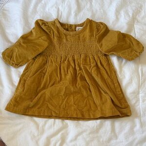 Kids Casual Corduroy Dress - Mustard